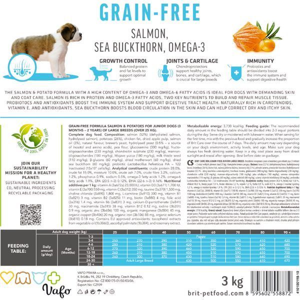 Корм сухий Brit Care Dog Grain-free Junior Large Breed для молодих собак великих порід беззерновий з лососем 3 кг 8595602558872 8595602558872 фото