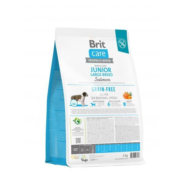 Корм сухий Brit Care Dog Grain-free Junior Large Breed для молодих собак великих порід беззерновий з лососем 3 кг 8595602558872 8595602558872 фото
