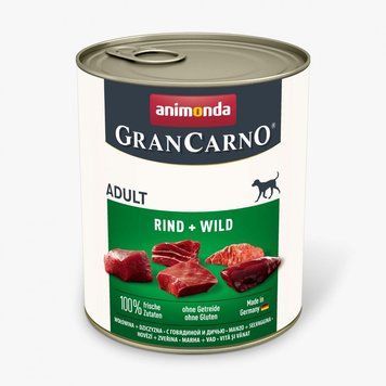 Корм вологий GranCarno Adult Beef Game для дорослих собак з яловичиною і дичиною 800 г 4017721828048 AM-82745 фото