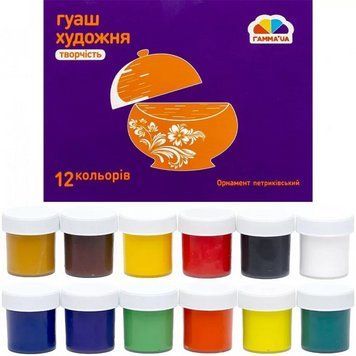 Гуаш художня, 12 кольорів 40 мл. 400206 4820219213147 400206 фото