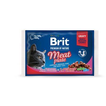 Корм вологий Brit Premium Cat Meat Plate pouches набір для котів м'ясна тарілка курка та індичка з тушкованою яловичиною 100277 /506262 фото