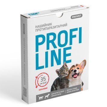 Нашийник Provet PROFILINE для котів та собак інсектоакарицид кораловий 35 см PR243096 PR243096 фото
