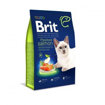 Корм сухий Brit Premium by Nature Cat Sterilized Salmon для стерилізованих котів з лососем 8 кг 171872 фото