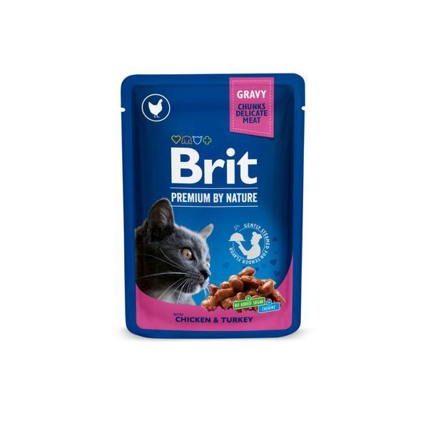 Корм вологий Brit Premium Cat Meat Plate pouches набір для котів м'ясна тарілка курка та індичка з тушкованою яловичиною 100277 /506262 фото