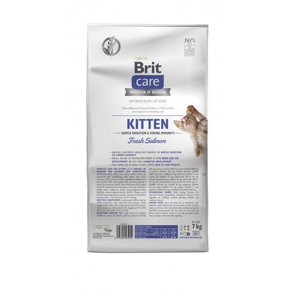 Корм сухий Brit Care Cat Grain Free Kitten Gentle Digestion Strong Immunity для кошенят для міцного імунітету з лососем 7 кг 172543 фото