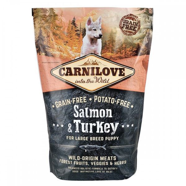 Корм сухий Carnilove Puppy Large Breed Salmon and Turkey для цуценят великих порід з лососем та індичкою 1,5 кг 150823/8853 фото